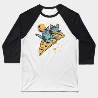 Retro futuristic cats on pizzas in space Baseball T-Shirt